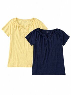100% Cotton Talbots Tees Size S Yellow and Navy
